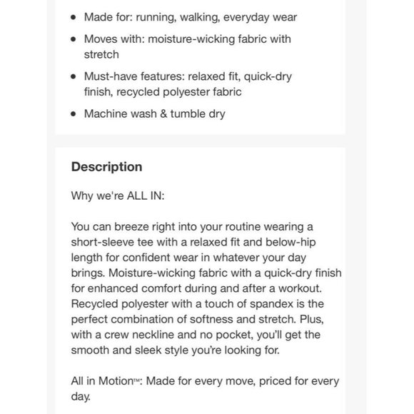 All In Motion Activewear Tee T-Shirt Womens Size XS Top Gray Mesh Sides NEW - Picture 10 of 11